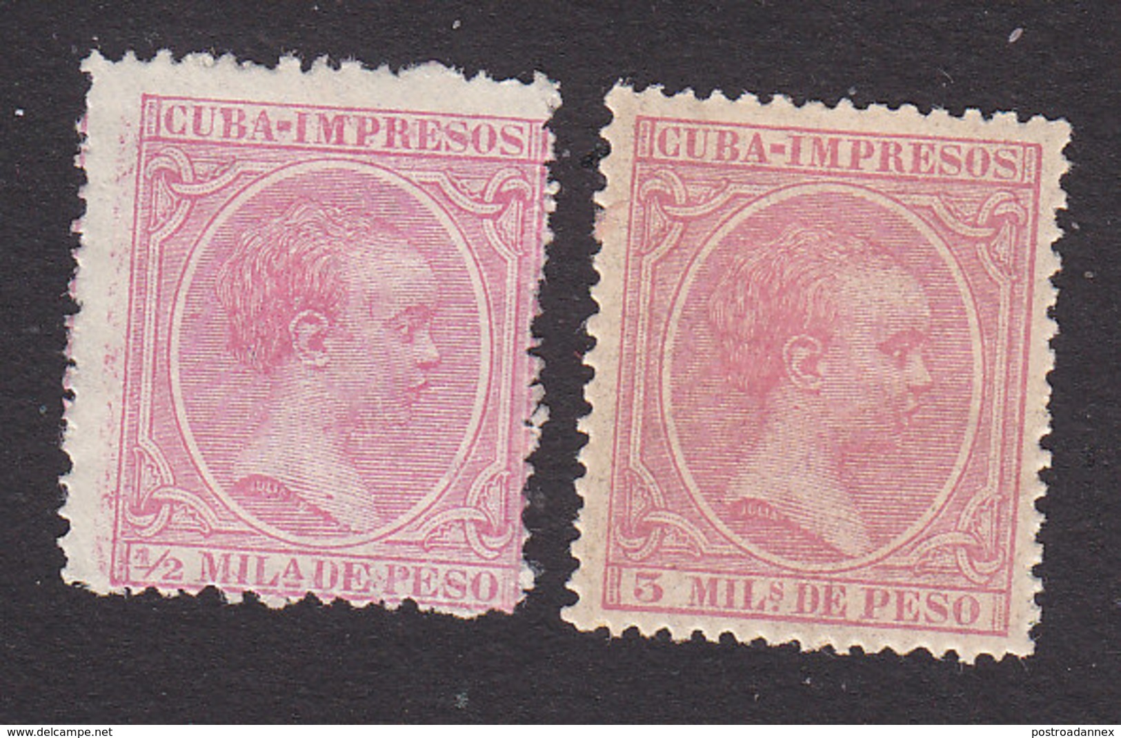 Cuba, Scott #P19, P22, Mint Hinged, King Alfonso XIII, Issued 1894 - Cuba (1874-1898)