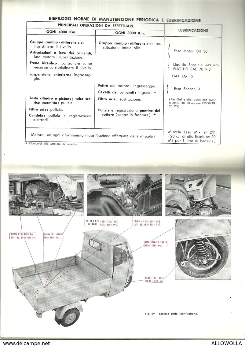 1694 " APE MP - LIBRETTO D'USO E MANUTENZIONE-44 PAGINE + FOGLIO ISTR. PER RIFORNIMENTO MISCELA " DOCUMENTO ORIGINALE - Motos
