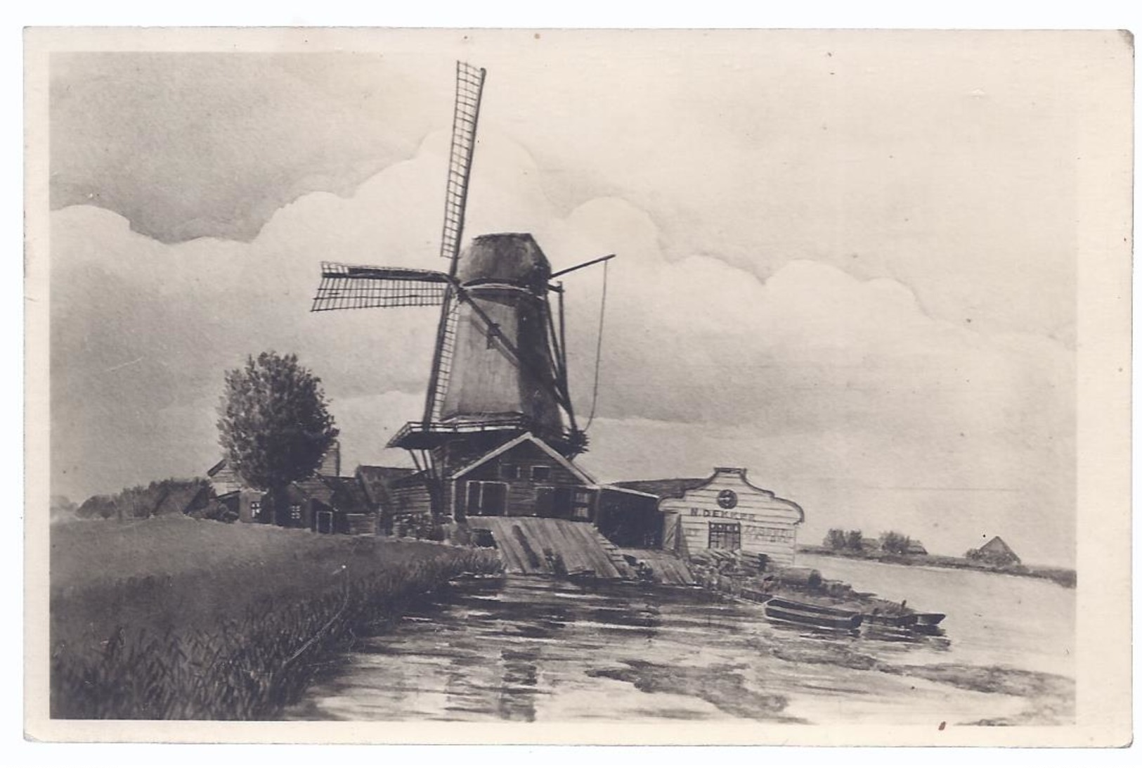 Windmühle Bei Moniendam Bei Waterland  - Zeichnung    - AK-12.276 - Autres & Non Classés