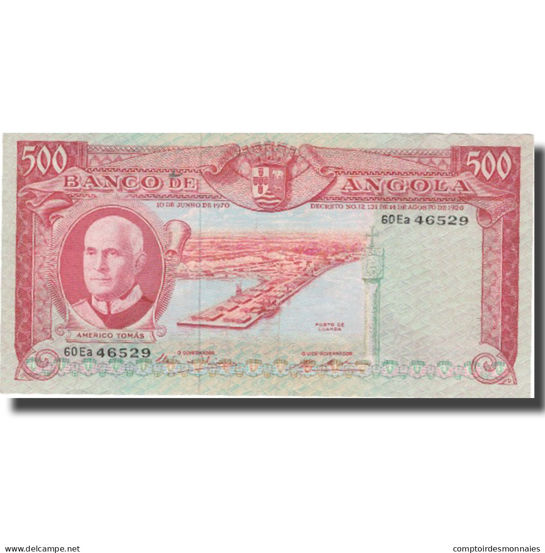 Billet, Angola, 500 Escudos, 1970, 1970-06-10, KM:97, TTB - Angola