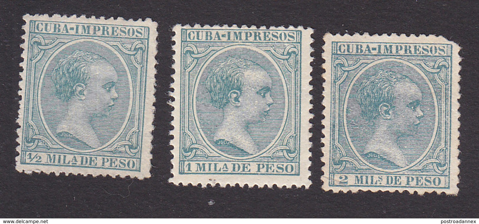 Cuba, Scott #P25-P27, Mint Hinged, King Alfonso XIII, Issued 1896 - Cuba (1874-1898)