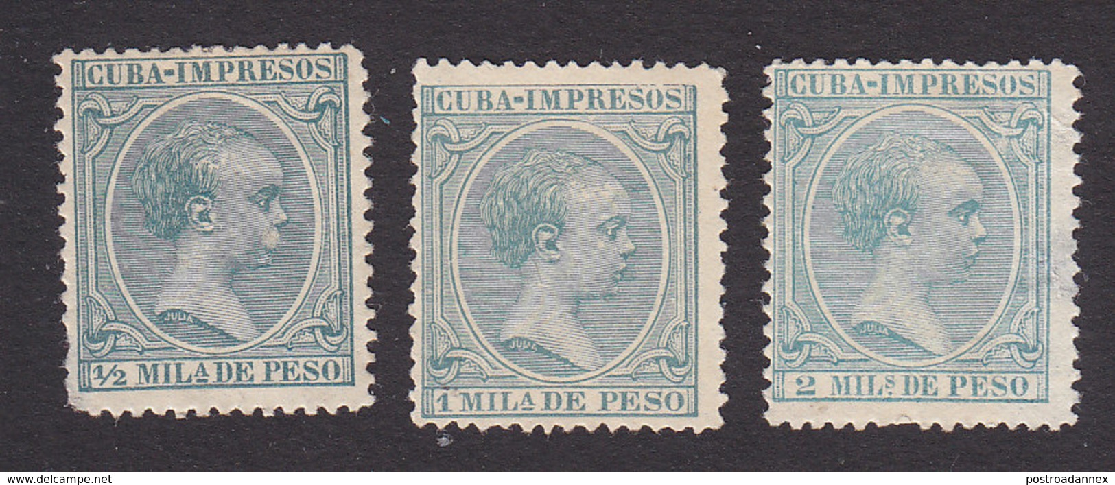 Cuba, Scott #P25-P27, Mint Hinged, King Alfonso XIII, Issued 1896 - Cuba (1874-1898)