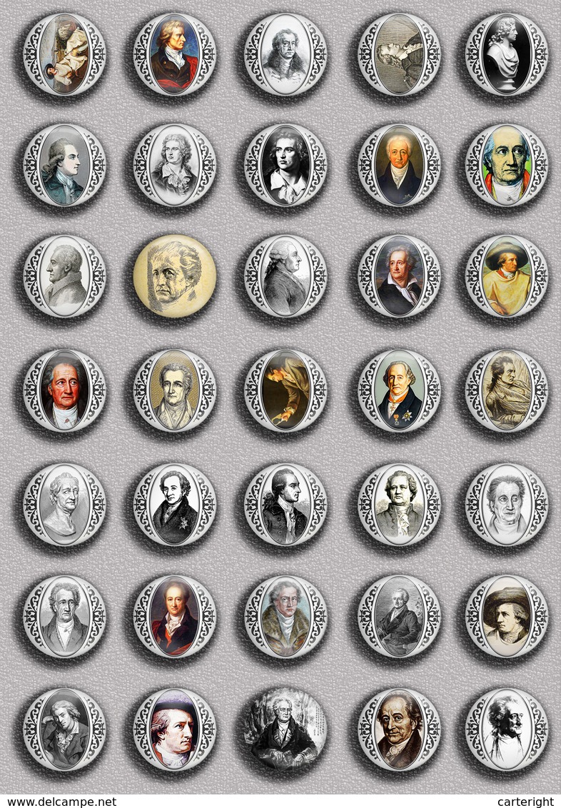 Writer Wolfgang Von Goethe ART BADGE BUTTON PIN SET 2 (1inch/25mm Diameter) 35 DIFF - Berühmte Personen