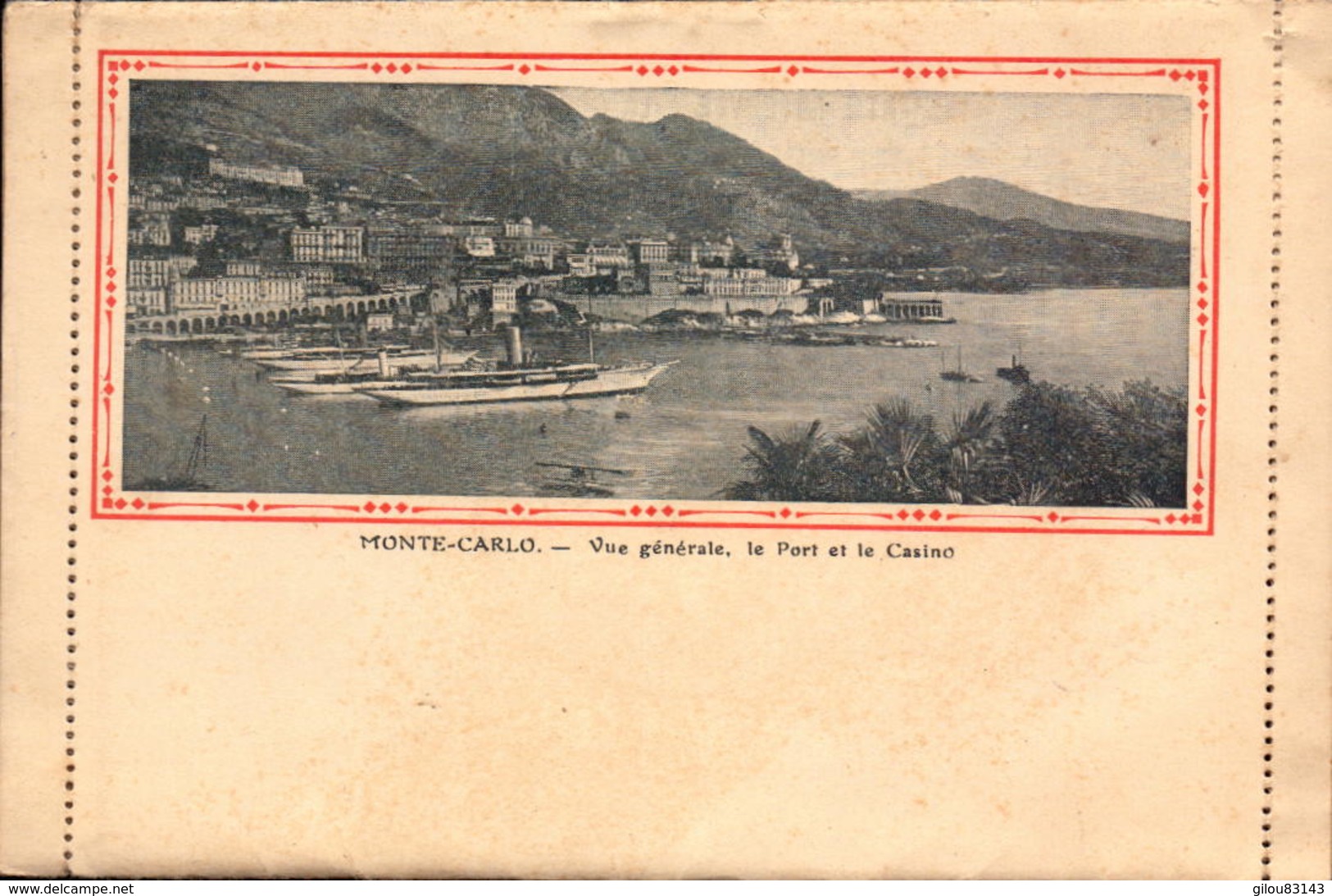 Monaco, Monte-Carlo, Carte Lettre Avec Livret Illustré, Le Port Et Le Casino      (bon Etat) - Monte-Carlo