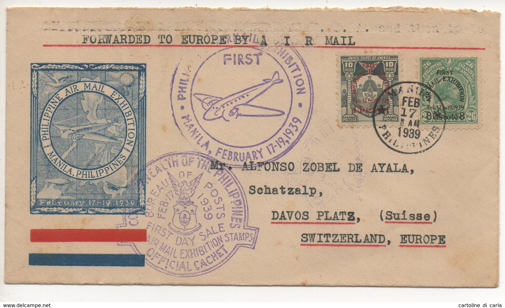 AIR MAIL LETTER 17 02 1939 #75 - Filippine