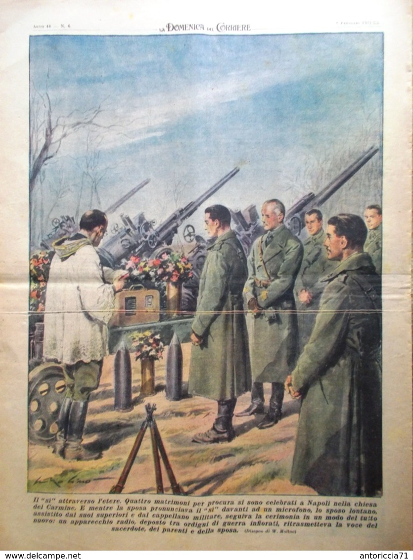 La Domenica Del Corriere 8 Febbraio 1942 WW2 Duce Giava Inverno Cirenaica Vestri - Guerra 1939-45