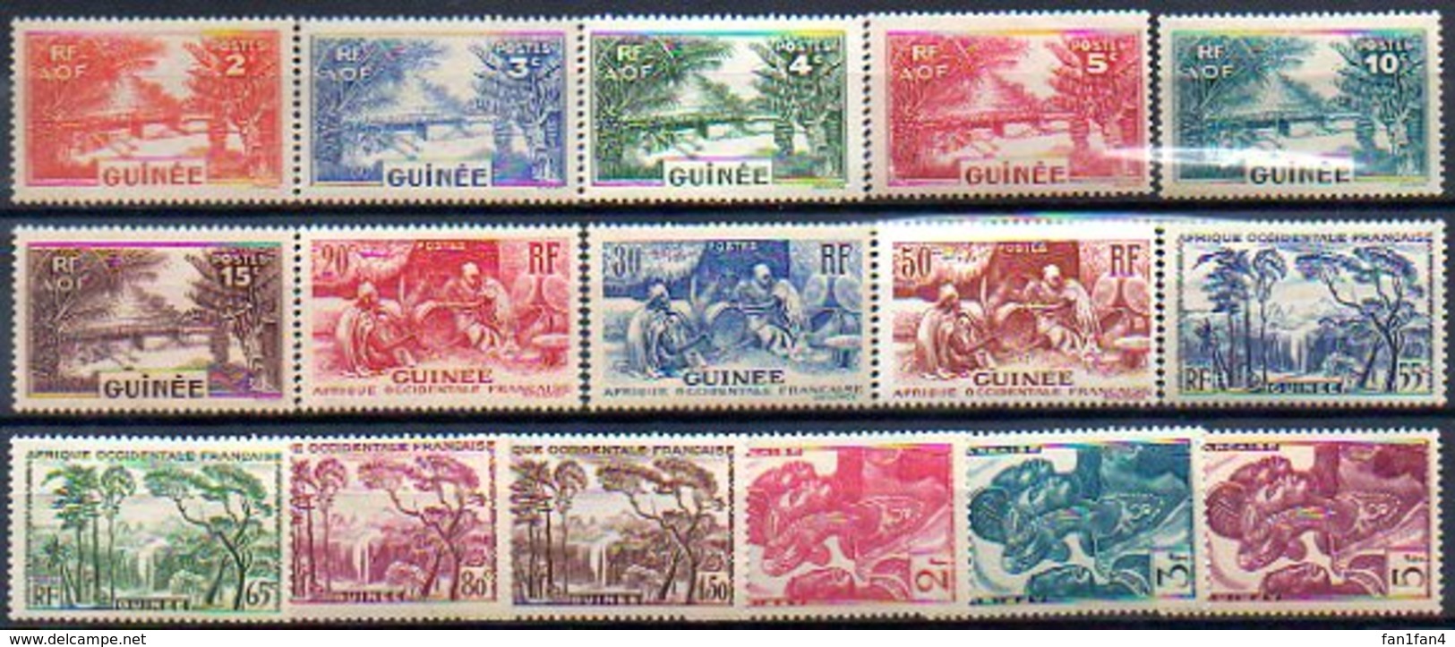 Colonies Françaises Et Protectorats (GUINEE) - 1938 - N° 125 à 144 - (Lot De 16 Valeurs Différentes) - Neufs