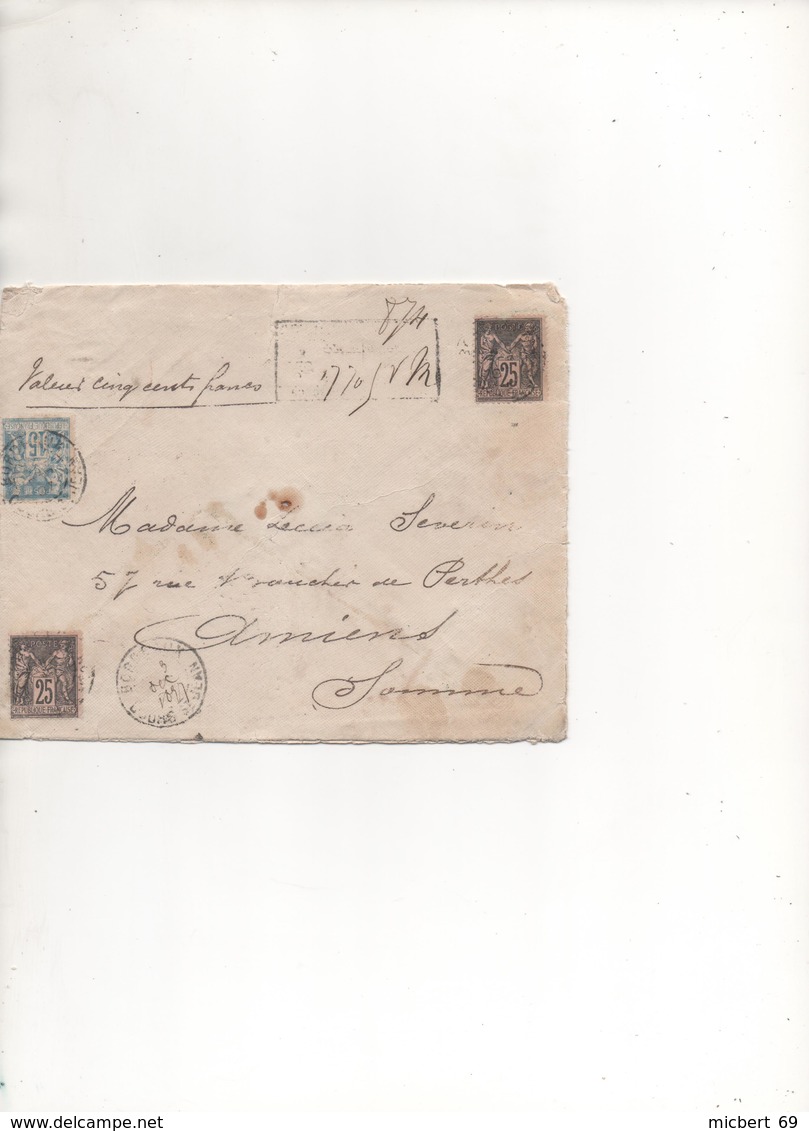 Lettre NOV:type Sages Sur Lettre - 1877-1920: Semi Modern Period