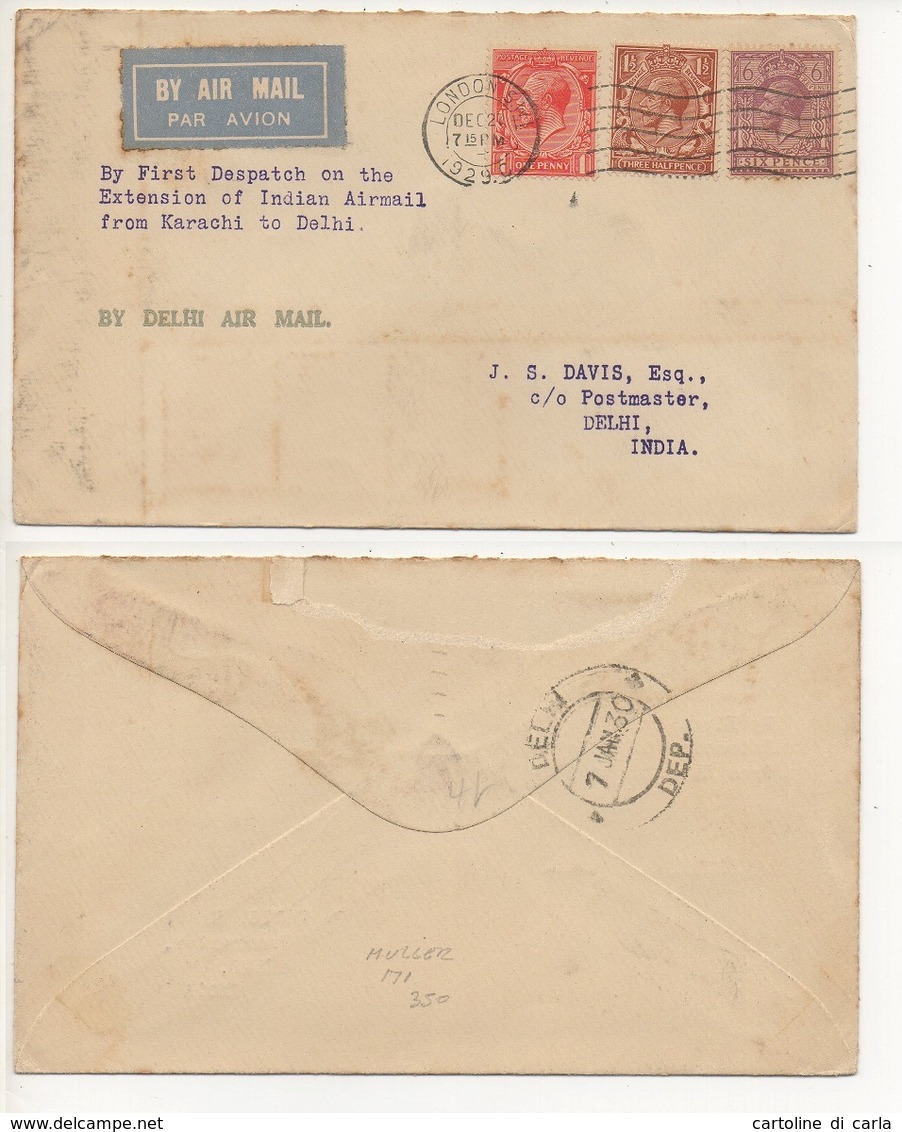 AIR MAIL LETTER 27 12 1929 #84 - Usati