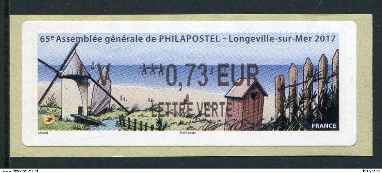 LISA 2 De 2017 - "LETTRE VERTE LV ***0,73 EUR - 65e A.G. DE PHILAPOSTEL - LONGEVILLE-SUR-MER 2017" - 2010-... Vignettes Illustrées