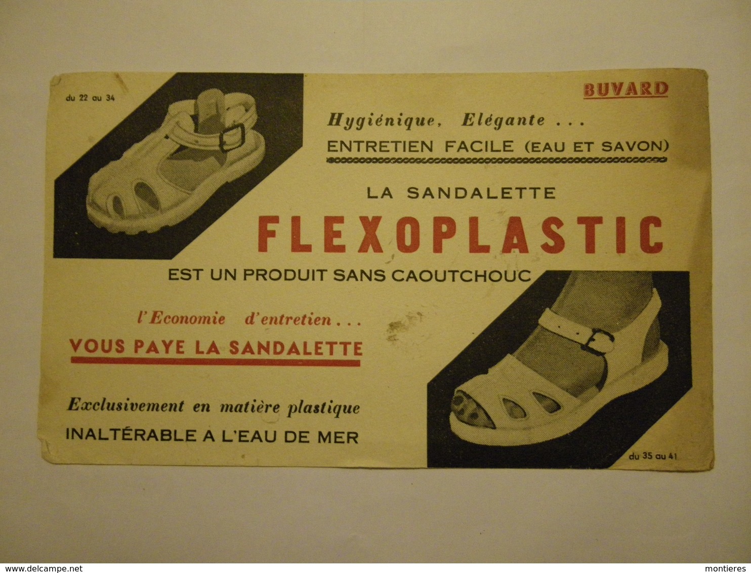 Rare Buvard La Sandalette FLEXOPLASTIC Sans Caoutchouc Inaltérable à L'eau De Mer - Zapatos