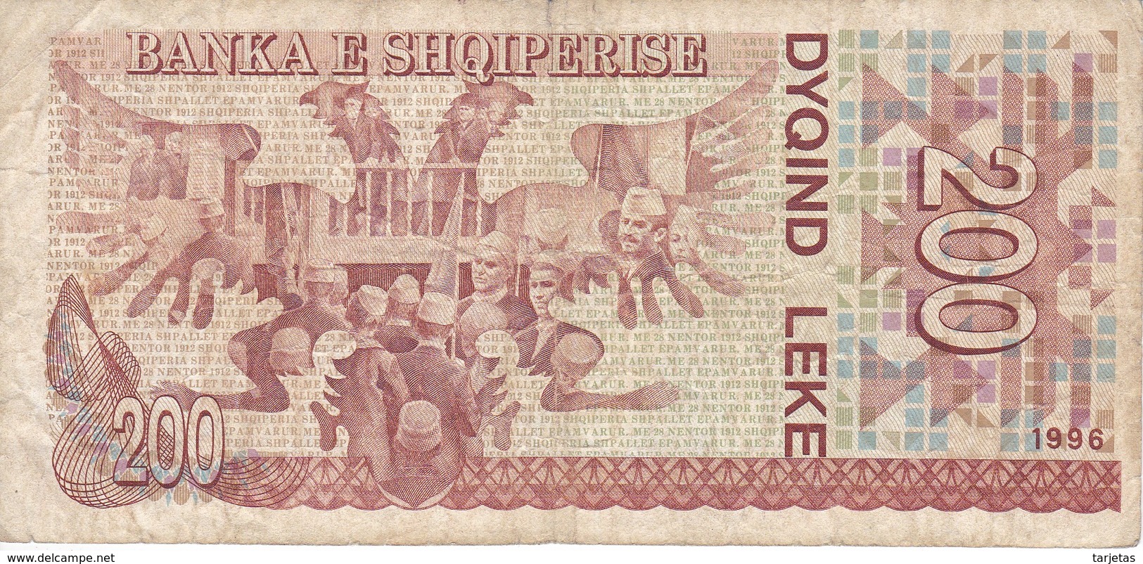 BILLETE DE ALBANIA DE 200 LEKE DEL AÑO 1996  (BANKNOTE) - Albania