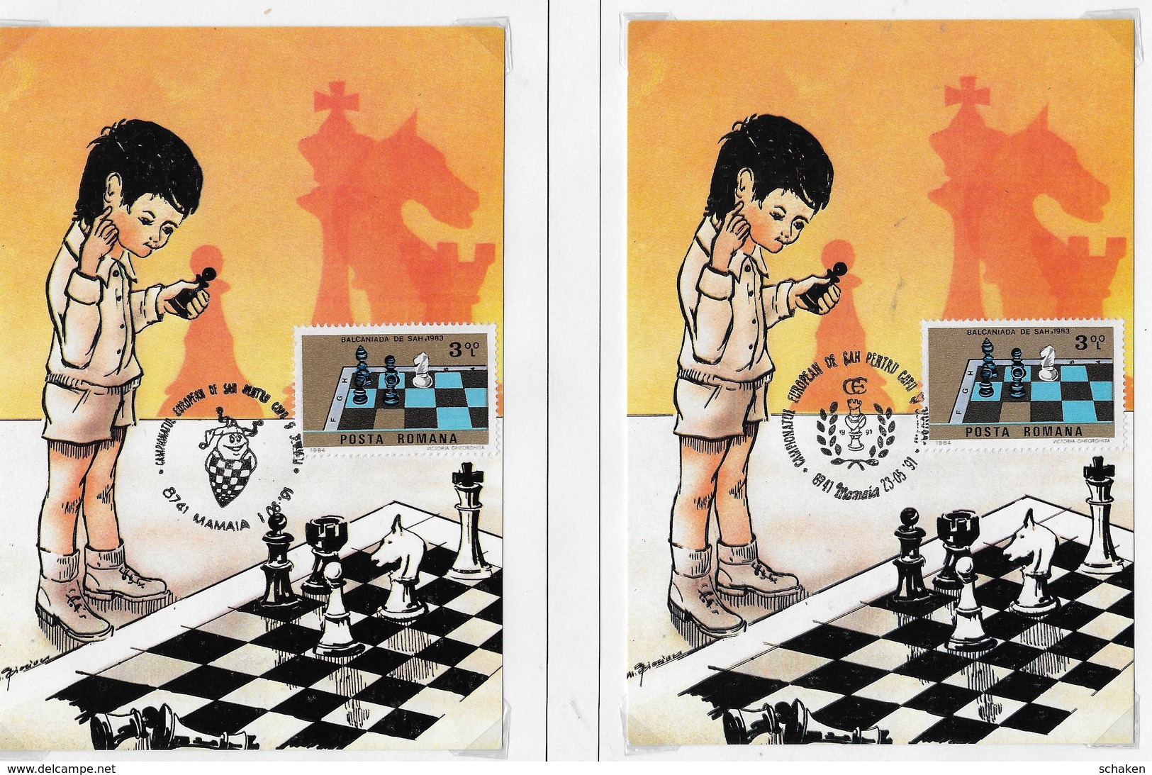 Romania ; Chess Xadrez Sah; 8x Maximumcards; Variety Small Cancels - Lettres & Documents