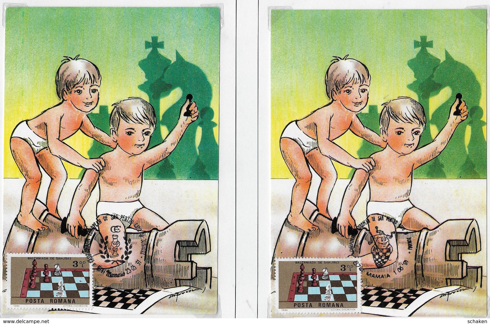 Romania ; Chess Xadrez Sah; 8x Maximumcards; Variety Small Cancels - Covers & Documents