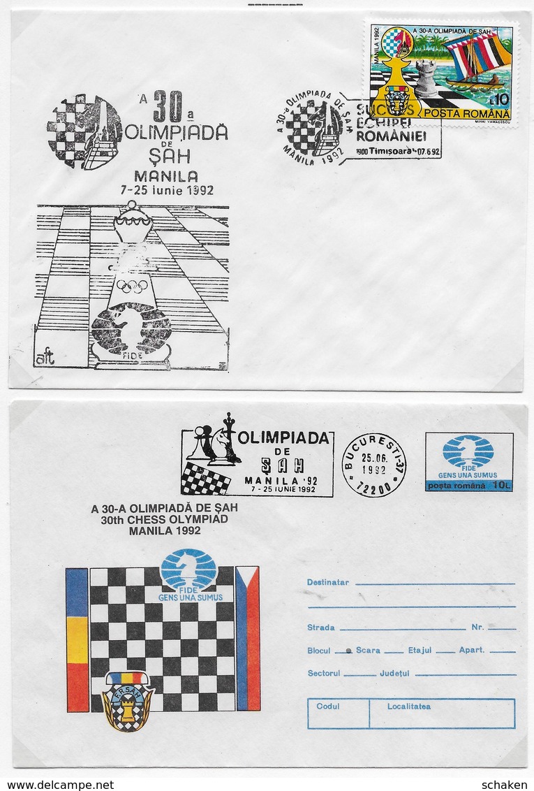 Romania ; Chess Xadrez Sah; Nice Lot 6 Covers - Brieven En Documenten