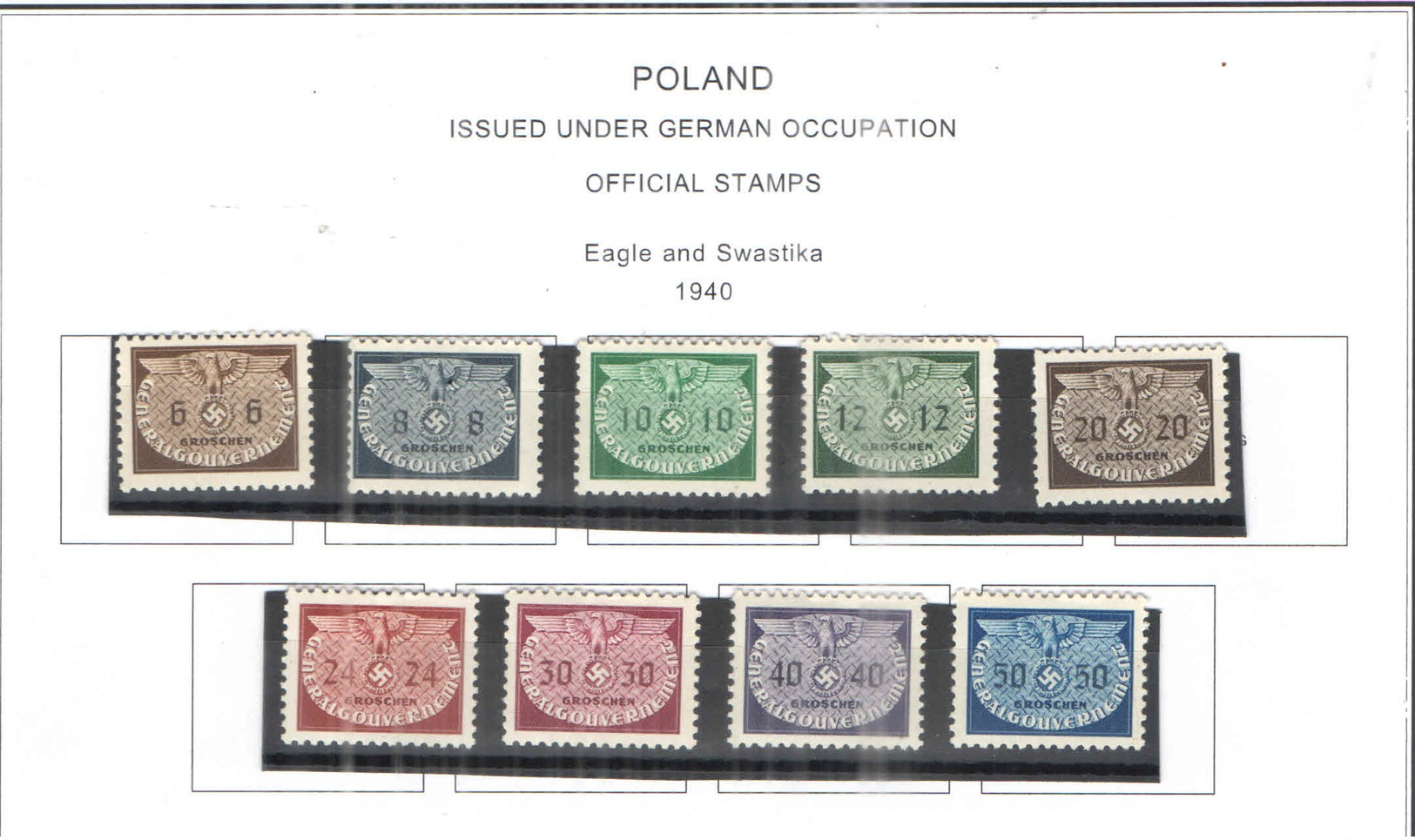 Polonia Occup. Germania Official  1940 Aquila+Svastica .Scott.16/24 NEW See Scan On Scott.Page - Generalregierung