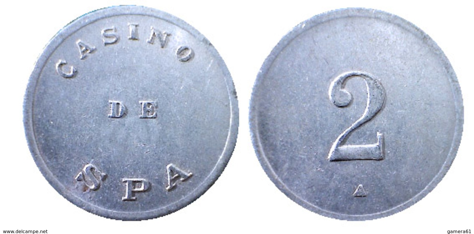 01134 GETTONE TOKEN JETON BELGIUM BELGE GAMING CASINO DE SPA 2 ZINC - Casino