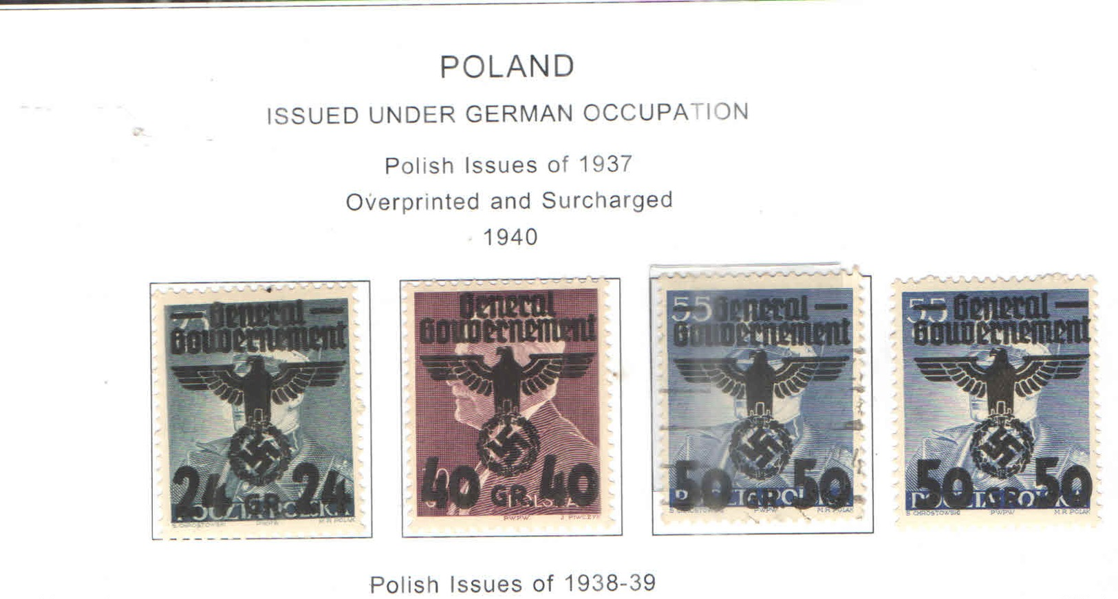 Polonia Occup. Germania PO 1940 Polish Em.1937 Ovpr. E Surch. .Scott.N.32 NEW See Scan On Scott.Page - General Government