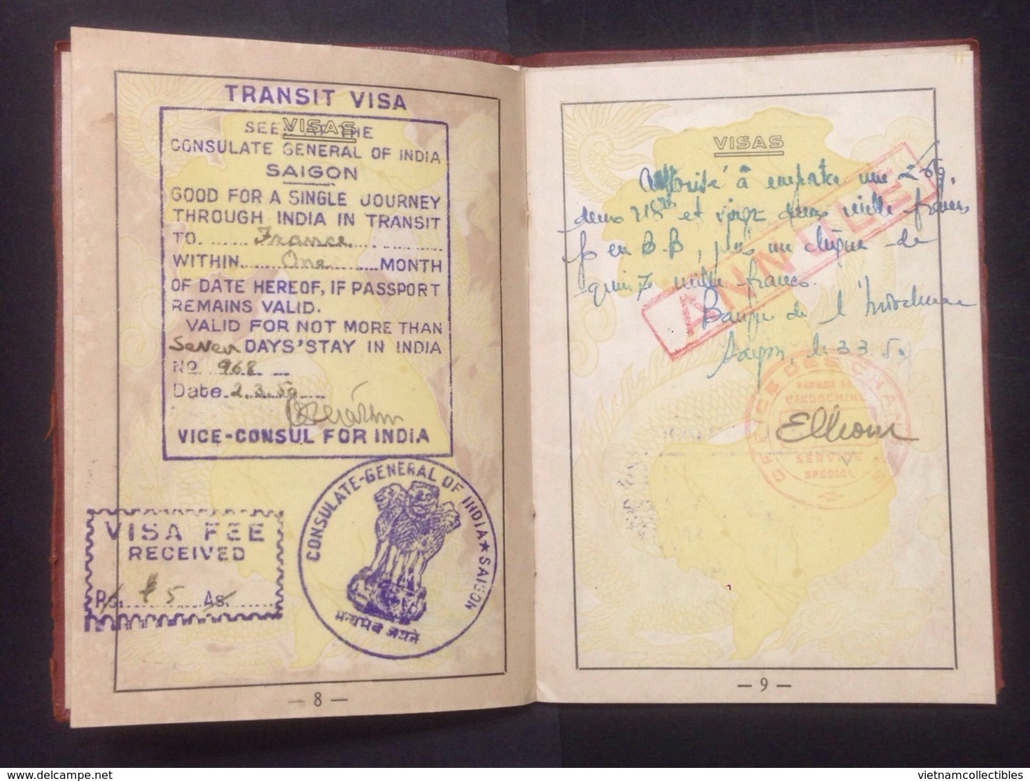 Vietnam Viet nam Indochine Indochina France passport reisepass passeport passaporte 1950 / 07 photo