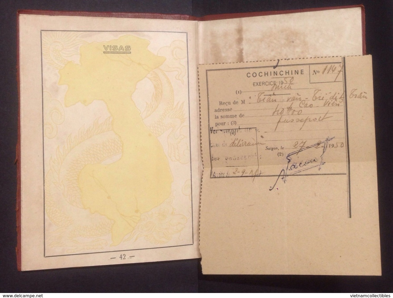 Vietnam Viet nam Indochine Indochina France passport reisepass passeport passaporte 1950 / 07 photo