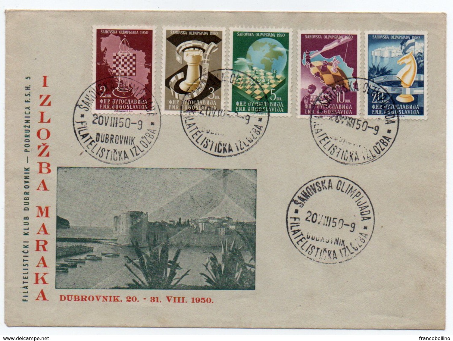 YUGOSLAVIA - FDC CHESS OLYMPICS DUBROVNIK 1950 - Cartas & Documentos