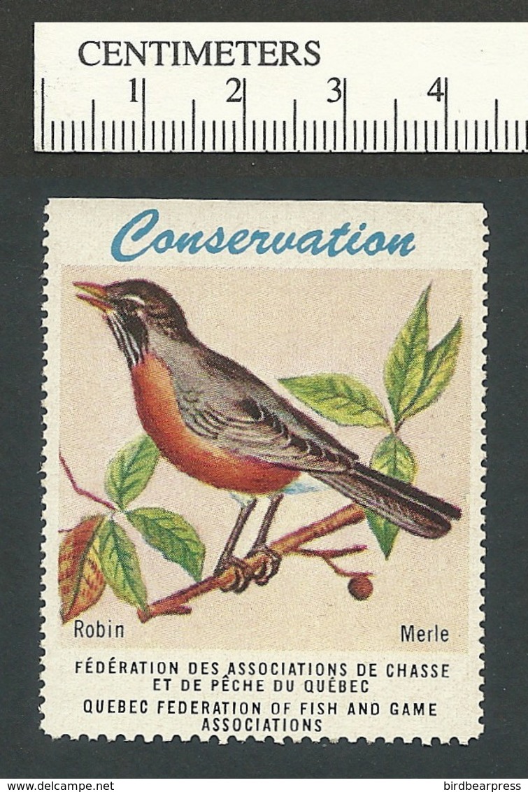 B53-06 CANADA Quebec Conservation QFFGA MNH Bird Robin - Local, Strike, Seals & Cinderellas