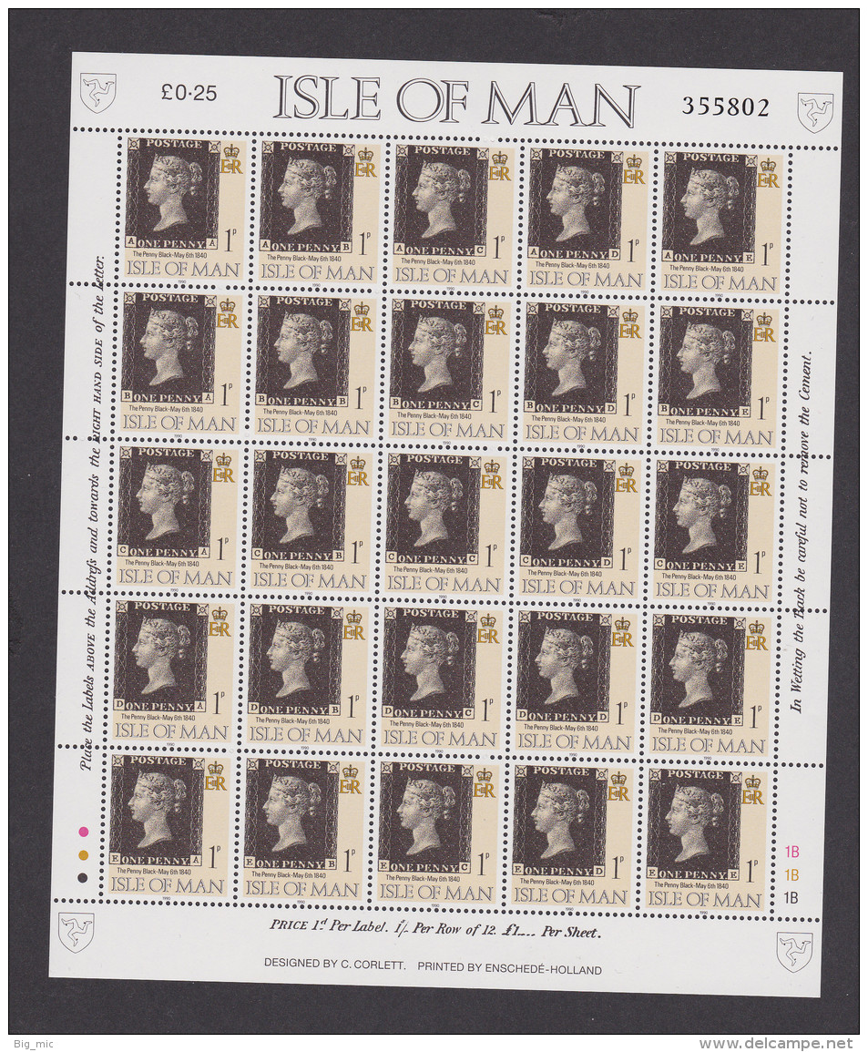 1990 ISLE OF MAN - Souvenir Sheet Of 150years Penny Black ** - Isle Of Man