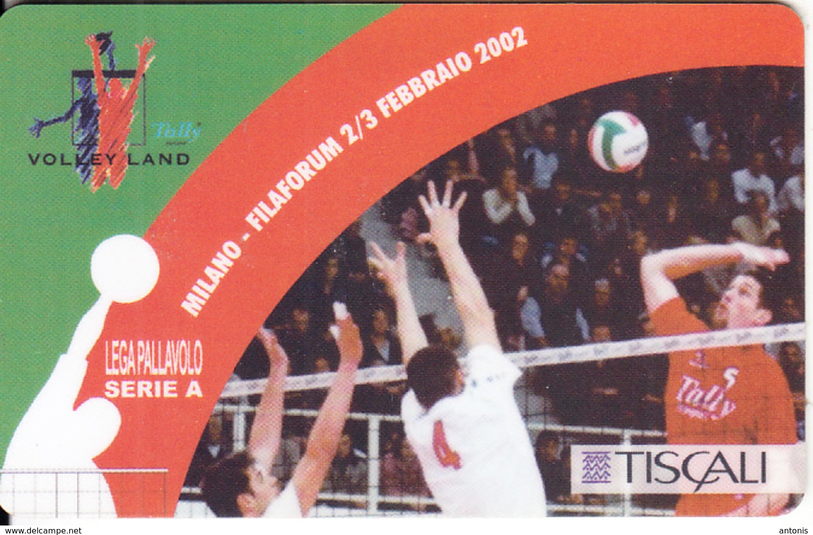 ITALY - Volley Land, Milano/Filaforum 2002, TISCALI Prepaid Card 2 Euro/Lit 3872.54, Used - Schede GSM, Prepagate & Ricariche