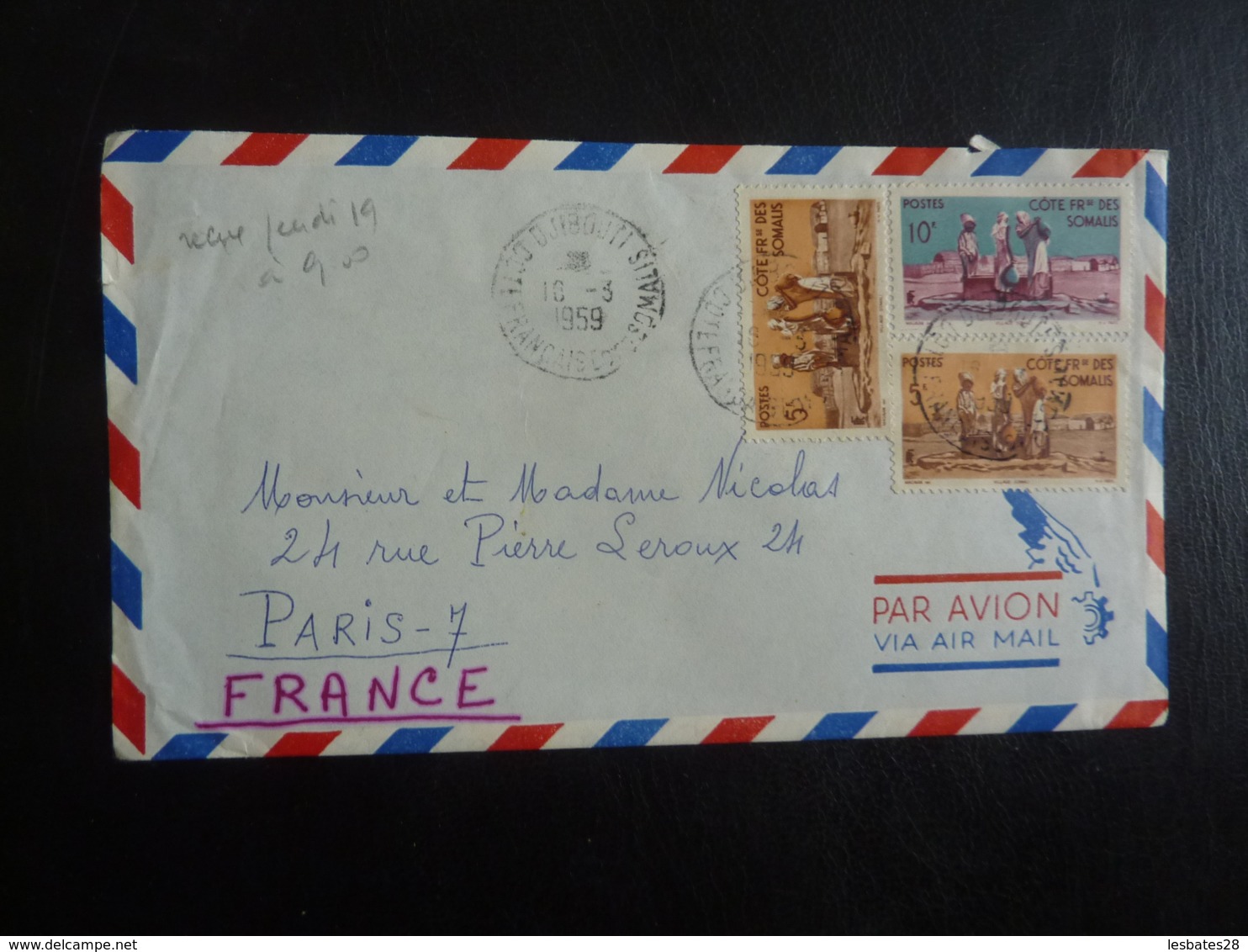 TIMBRE COTE FRANCAISE DES SOMALIES   Cachet à Date 1959 DJIBOUTI 1959-Oct 2018 Alb 5 - Lettres & Documents