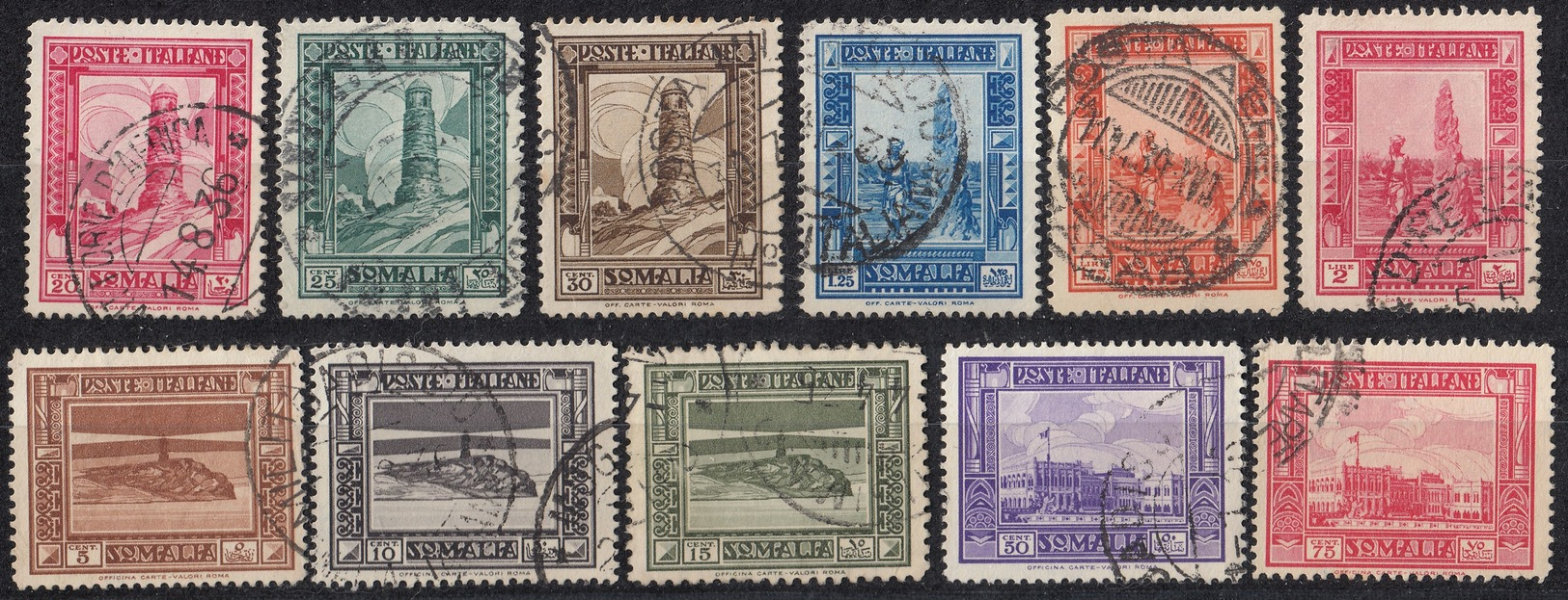 SOMALIA - 1932/1937 - Lotto Di 11  Valori Obliterati: Yvert 162, 164, 165, 166, 167, 168, 170, 171, 172, 173 E 174. - Somalia