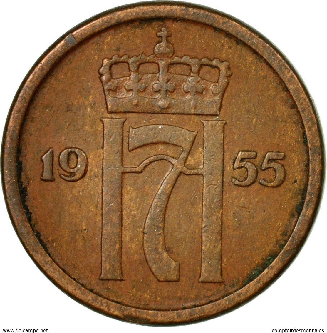 Monnaie, Norvège, Haakon VII, Ore, 1955, TTB, Bronze, KM:398 - Norvegia