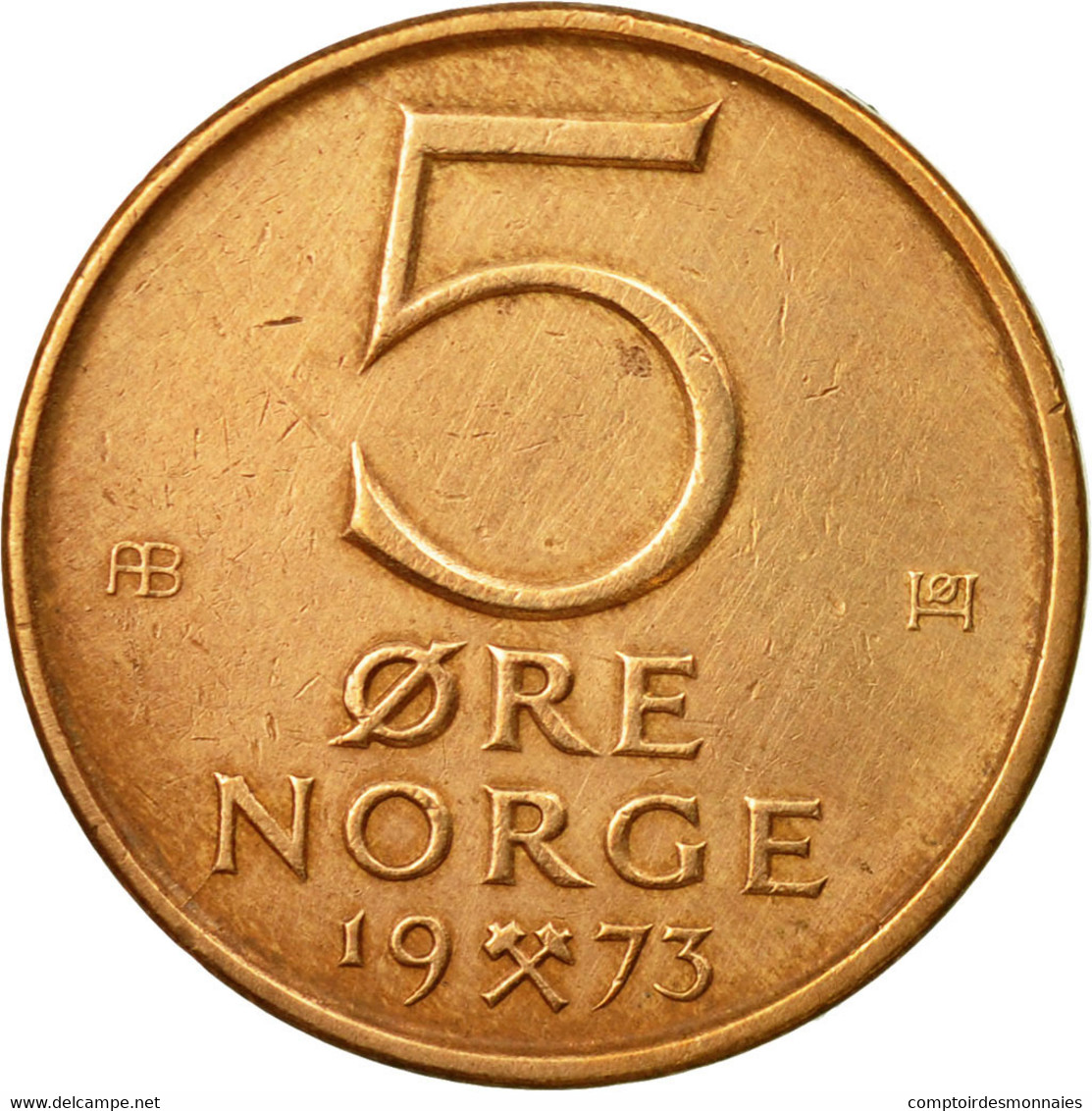 Monnaie, Norvège, Olav V, 5 Öre, 1973, TTB, Bronze, KM:415 - Norway