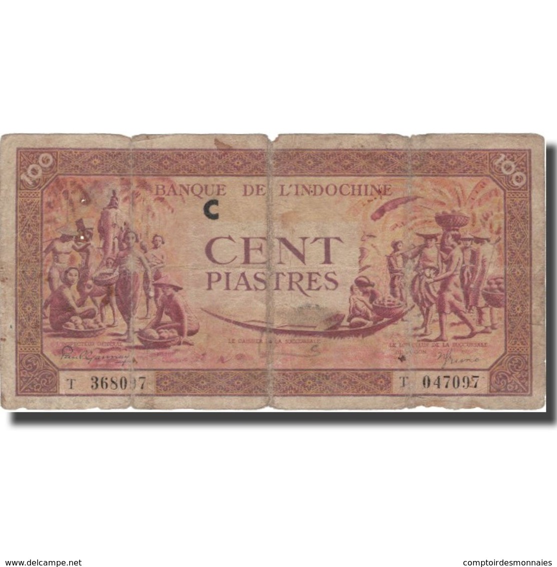 Billet, FRENCH INDO-CHINA, 100 Piastres, Undated (1942-45), KM:66, B+ - Indochina