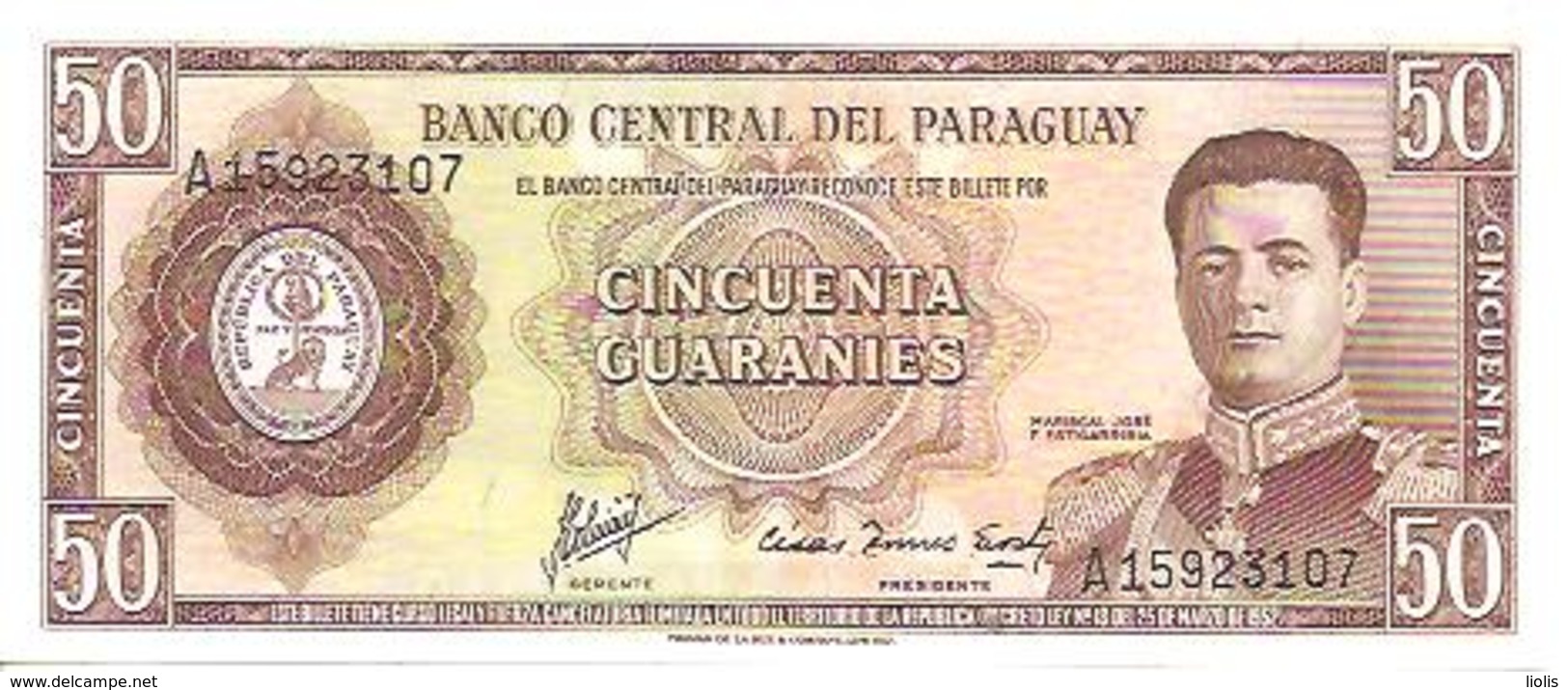 Paraguay  P-197  50  Guaranies  1952  UNC - Paraguay