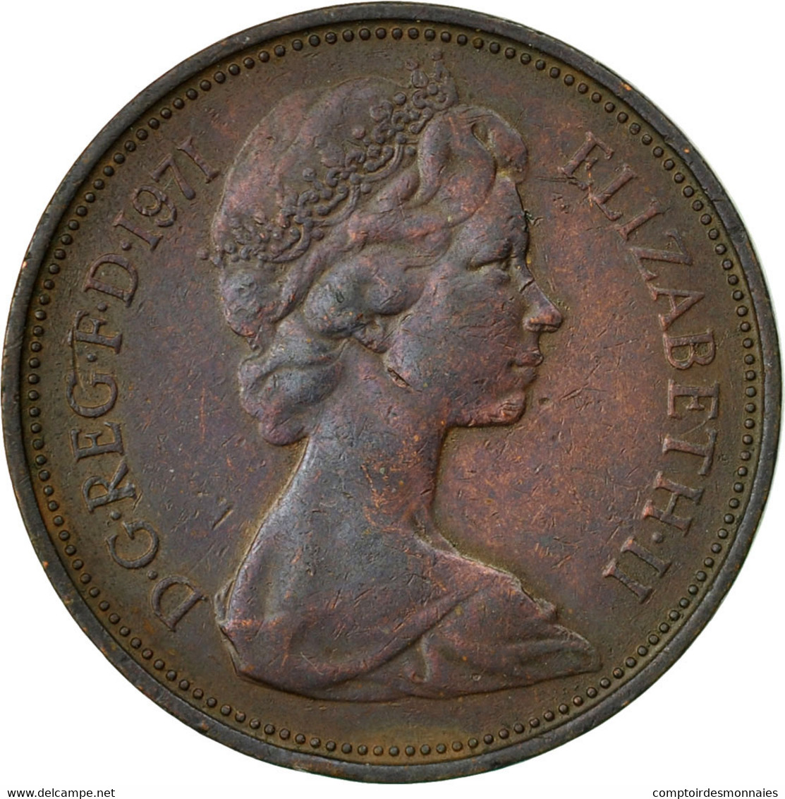Monnaie, Grande-Bretagne, Elizabeth II, 2 New Pence, 1971, TB+, Bronze, KM:916 - 2 Pence & 2 New Pence