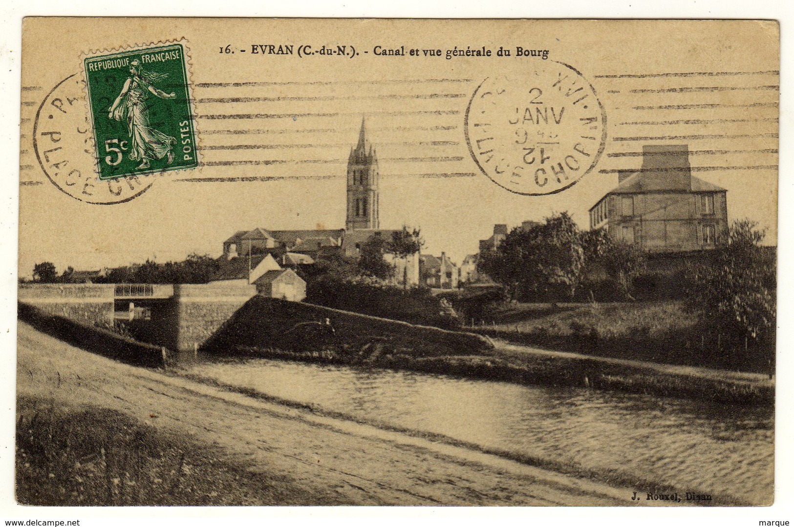 Cpa N° 16 EVRAN Canal Et Vue Générale Du Bourg - Evran