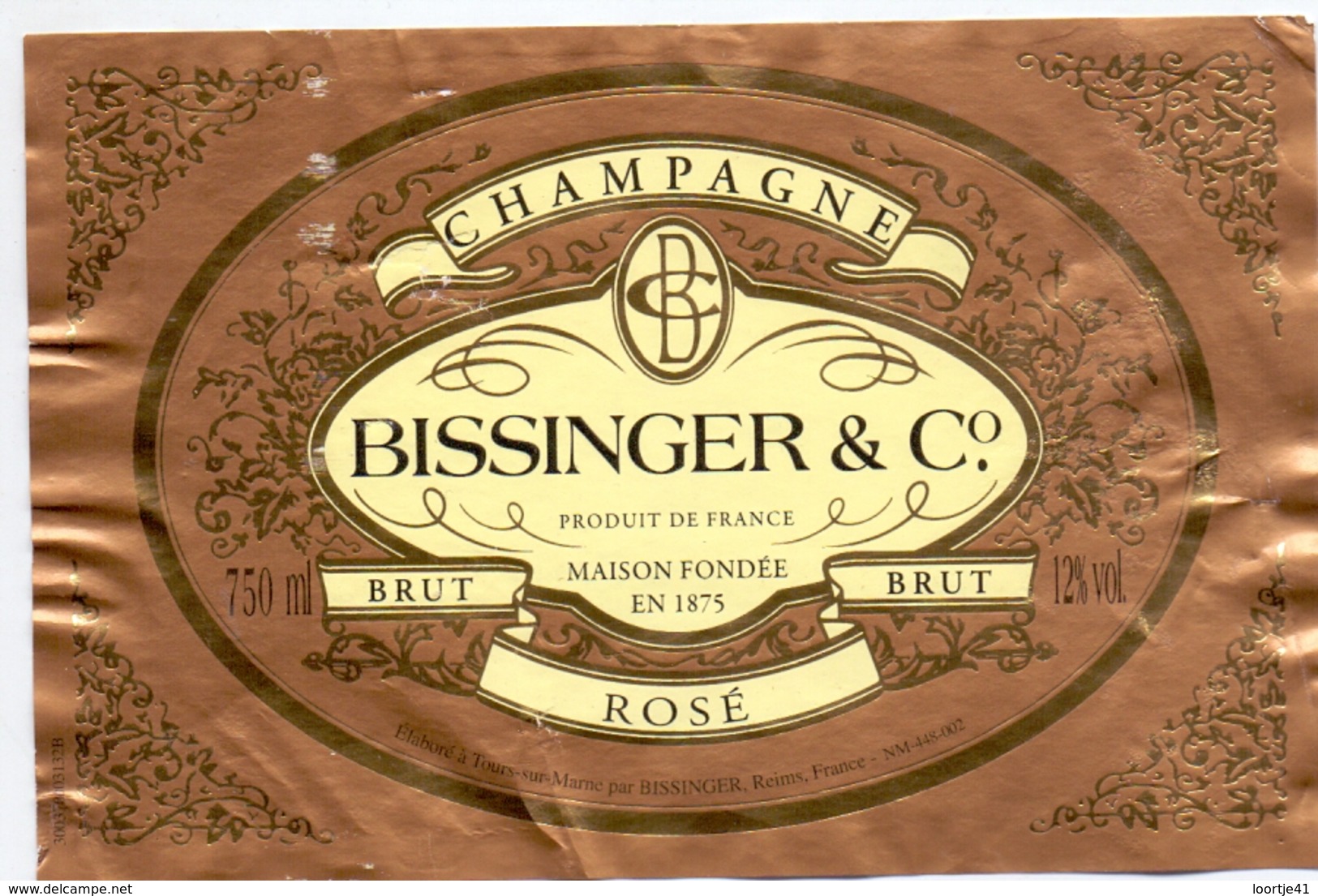 Champagne etiket etiquette - vin - wijn - Champagne - Bissinger Rosé