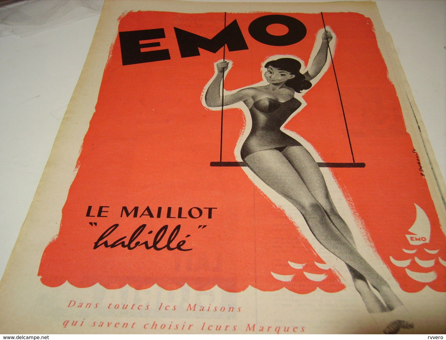 ANCIENNE PUBLICITE LE MAILLOT QUI HABILLE EMO 1956 - Autres & Non Classés