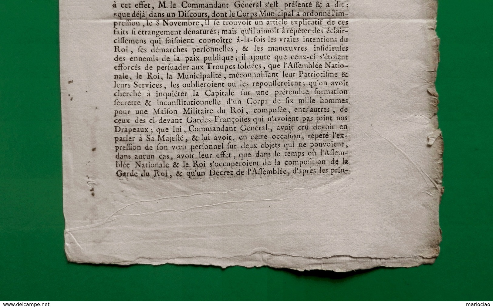 D-FR Révolution 1790 Proclamation Du Mercredi 10 Novembre 1790 Conseil Général De La Commune De Paris - Documents Historiques