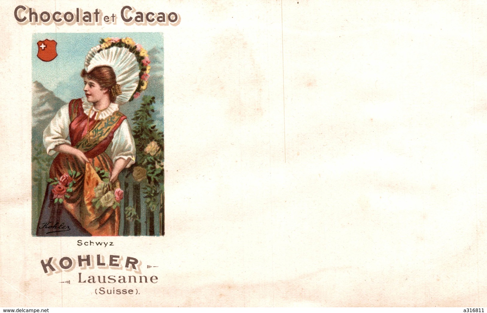 COLLECTION CHOCOLAT  ET CACAO  KOHLER  SCHWYZ  LAUSANNE - Publicité