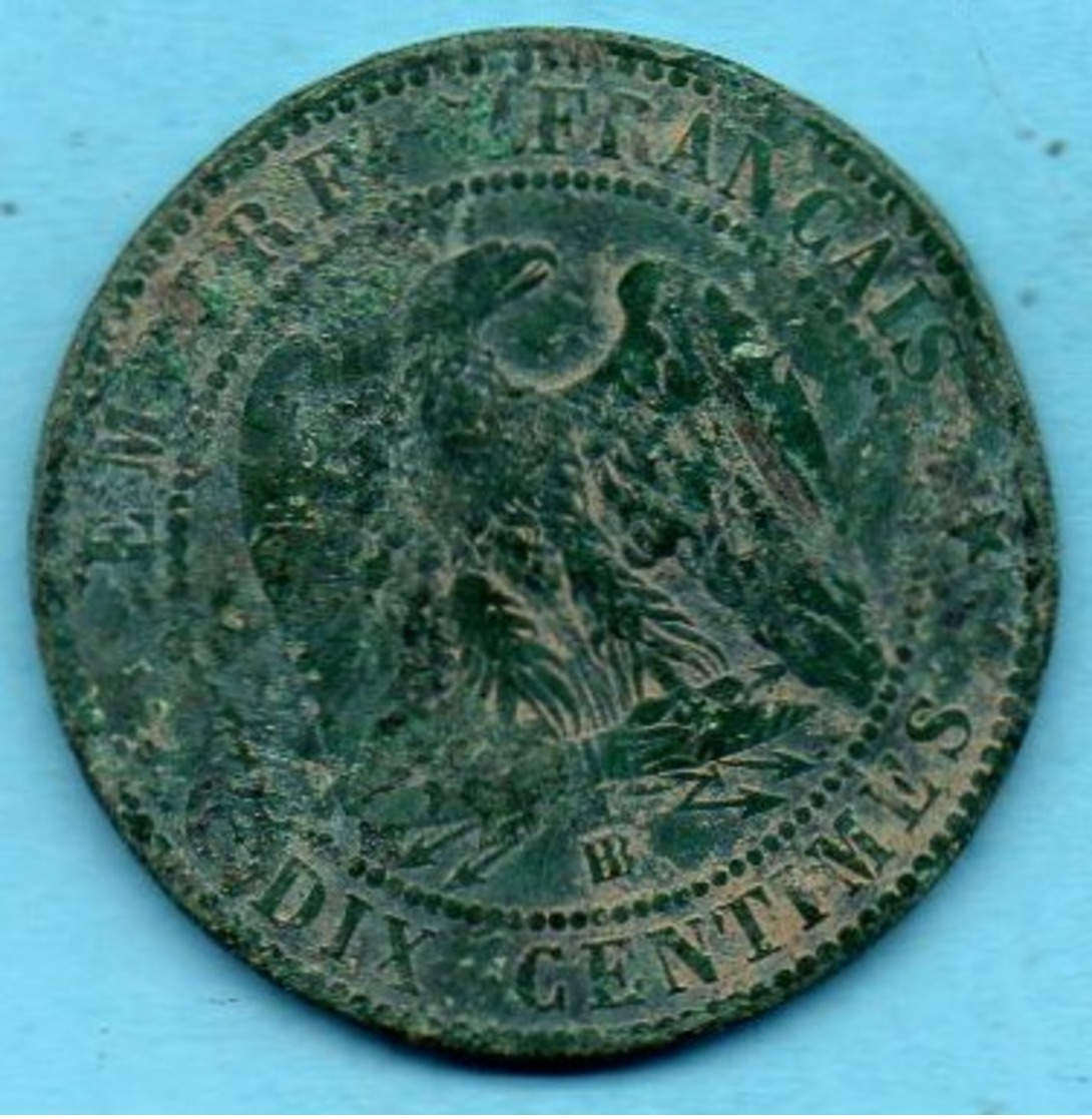 FRANCE  10 CENTS NAPOLEON III   Tète Laurée 1864 BB Patine Verte - Other & Unclassified