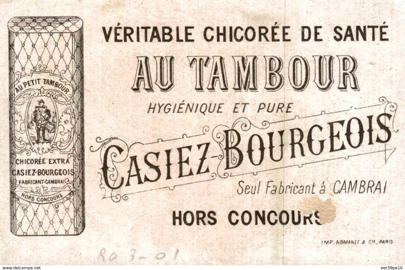 CHROMO CHICOREE AU TAMBOUR CASIEZ-BOURGEOIS CAMBRAI  JEANNE HACHETTE - Autres & Non Classés