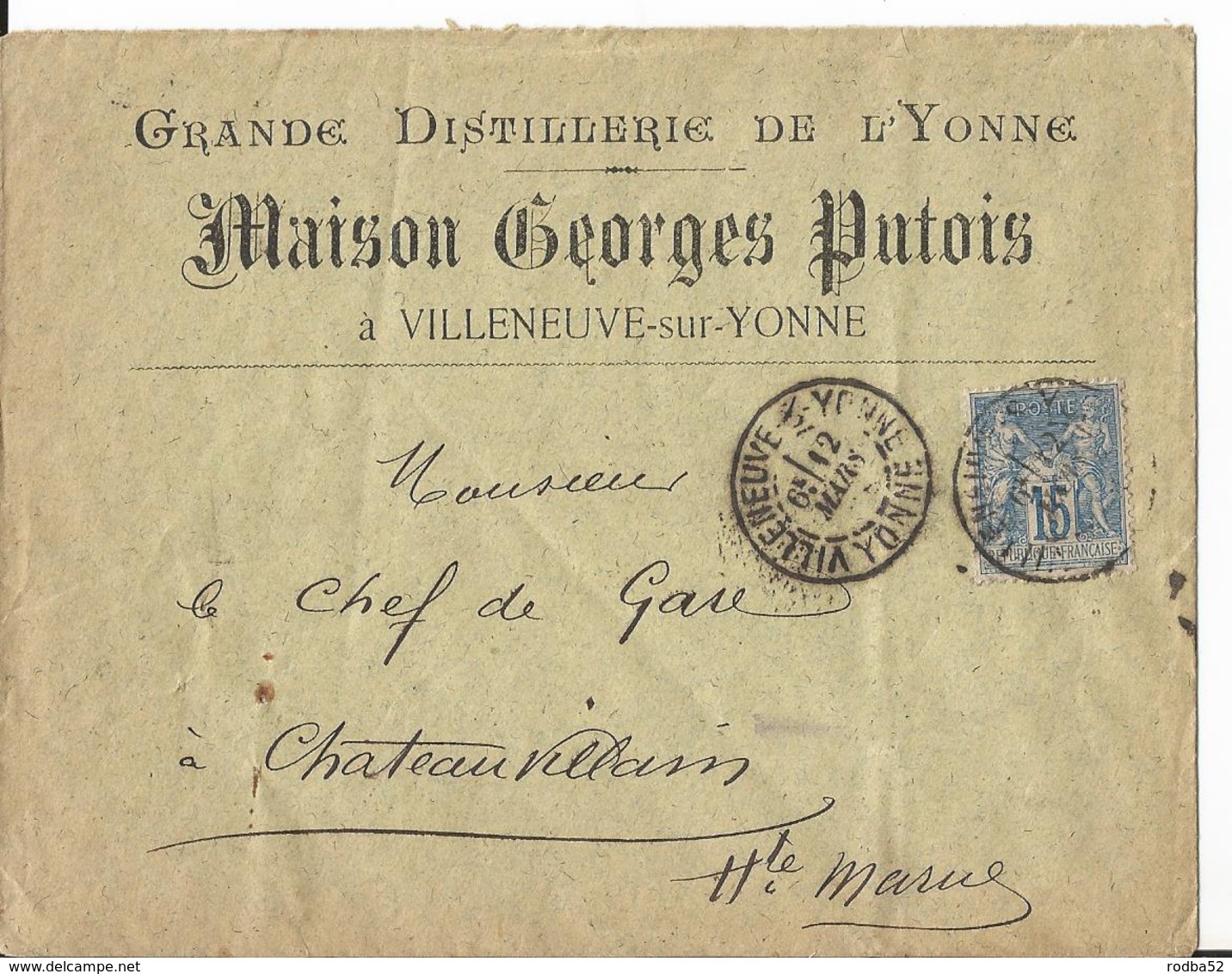 Lettre - 1889 - Maison Georges Putois - Grande Distillerie - Villeneuve Sur Yonne - Belle Entête Publicitaire - Pub - Autres & Non Classés