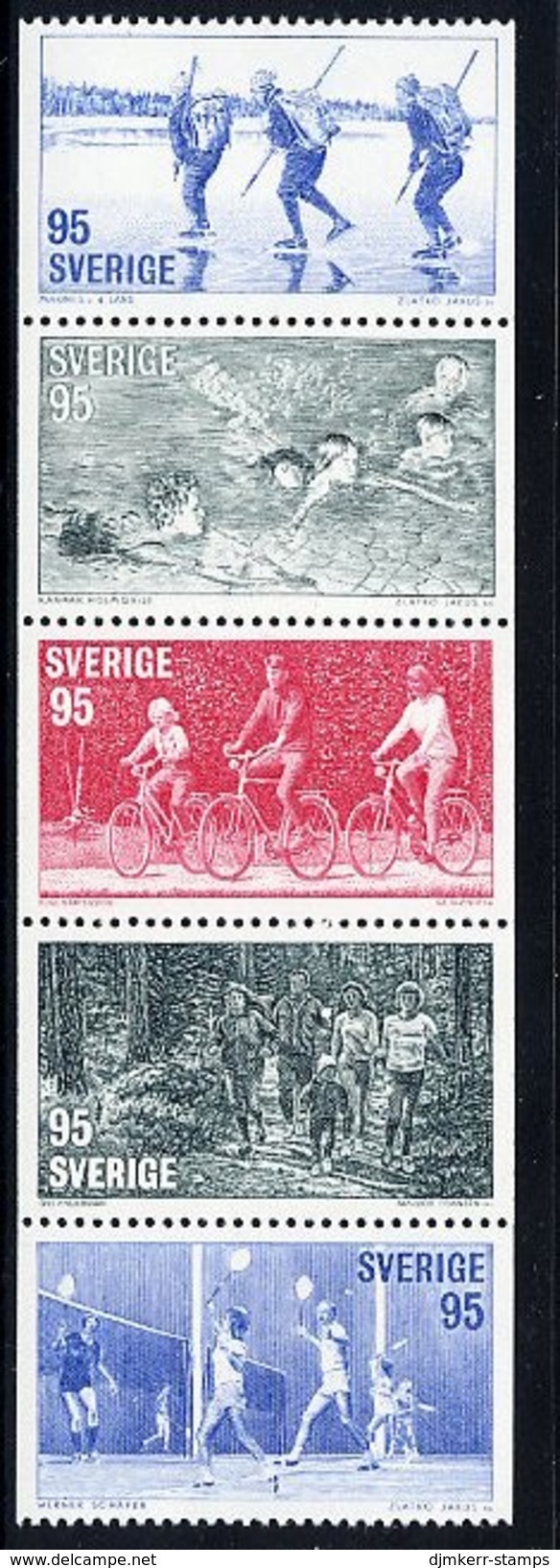 SWEDEN 1977 Fitness Sports Set In Strip MNH / **.  Michel 976-80 - Ungebraucht