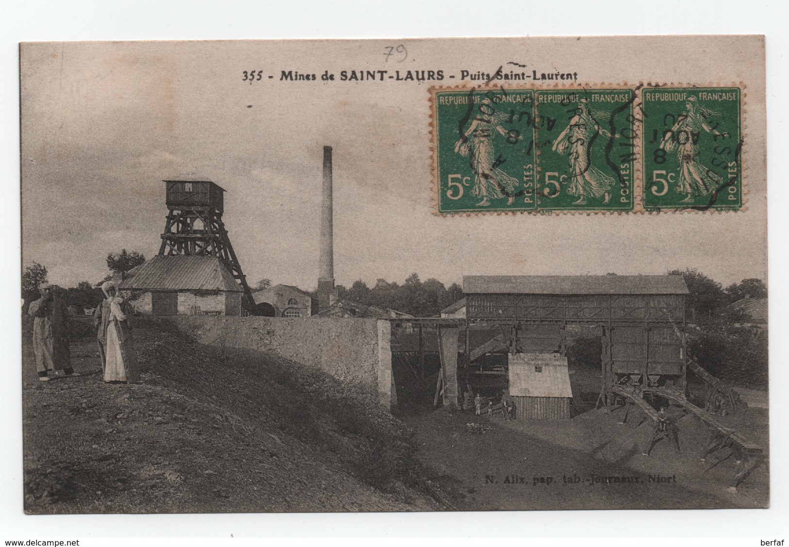 Mines De SAINT-LAURS (79160-Deux-Sèvres)- Puits Saint-Laurent - Voyagée - N°355 - Très Bon Etat . - Autres & Non Classés
