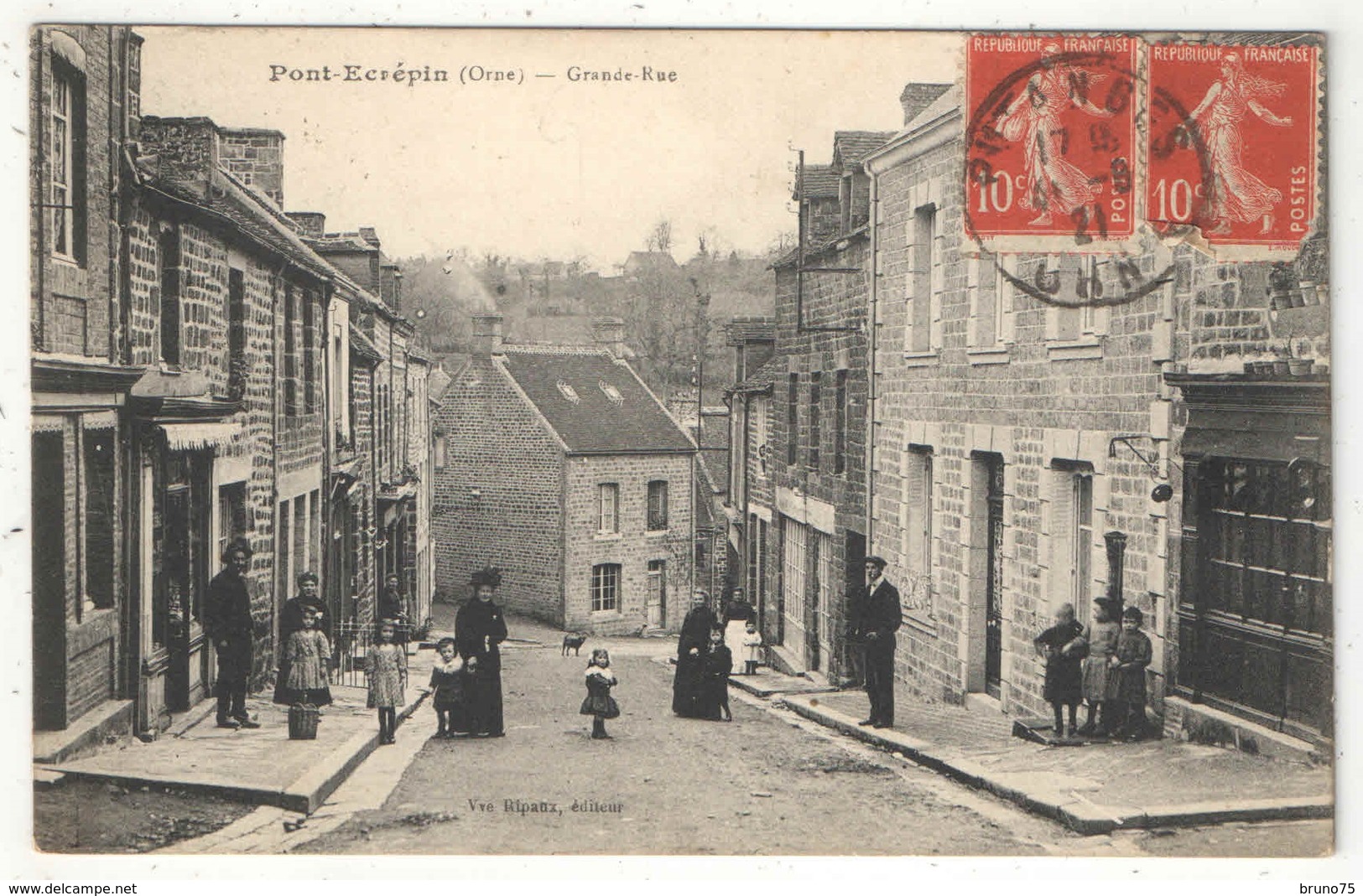 61 - PONT-ECREPIN - Grande-Rue - Edition Ripaux - 1921 - Pont Ecrepin