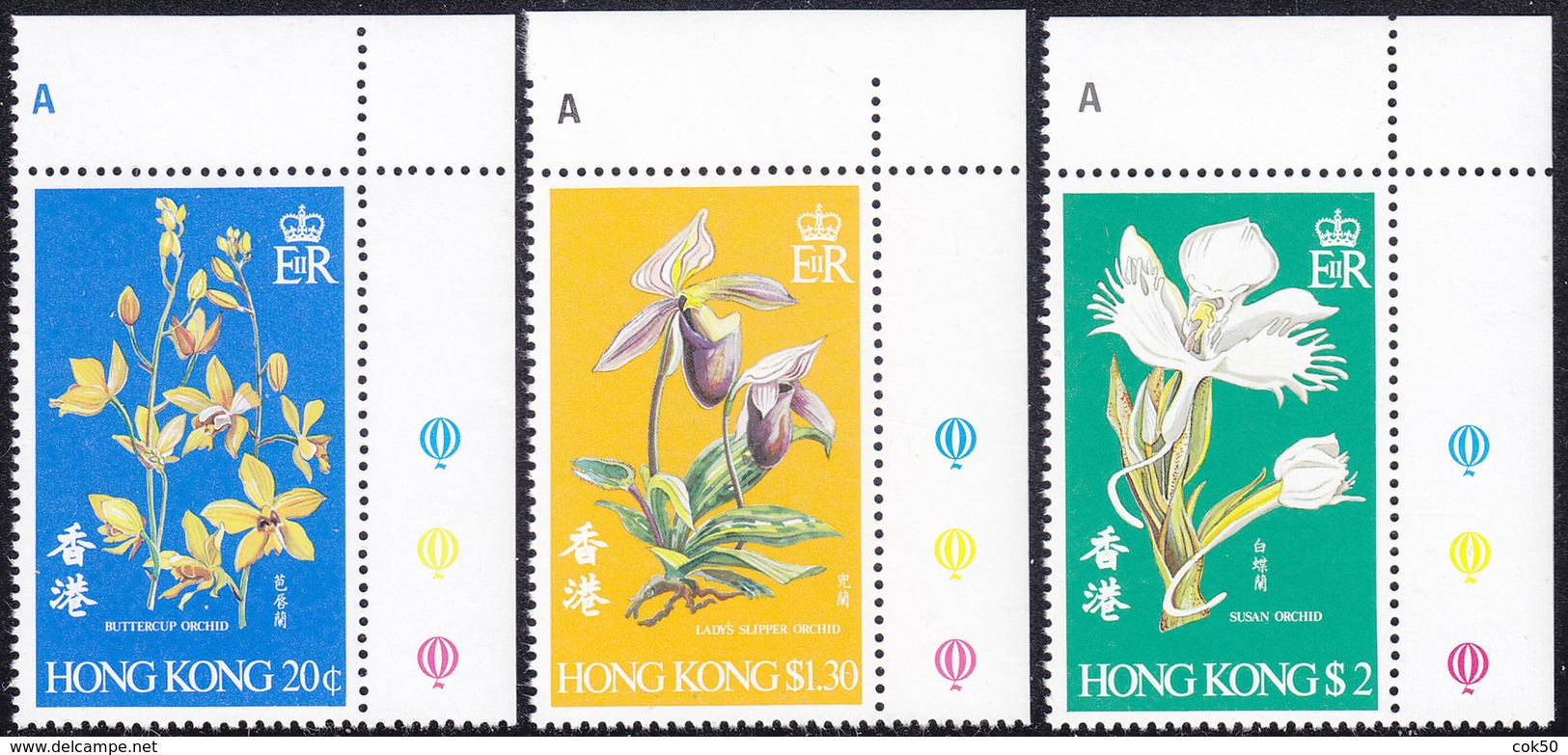 HONG KONG 1977 «Orchids, Flowers» - Complete MNH Set Mi# 341-43 - Orchideen