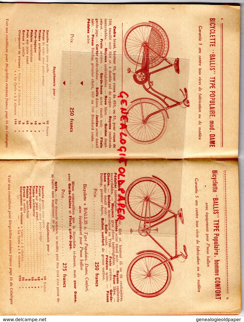 42- ST SAINT ETIENNE-RENNES-PARIS- RARE CATALOGUE MANUFACTURE CYCLE BALLIS- BICYCLETTE-TANDEM-FUSIL LEPAGE-HAMMERLESS - Transports