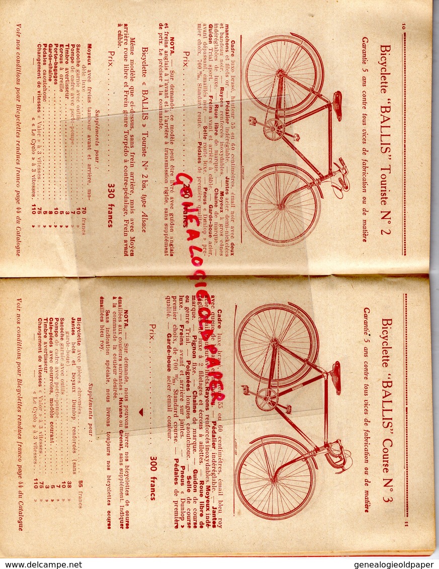 42- ST SAINT ETIENNE-RENNES-PARIS- RARE CATALOGUE MANUFACTURE CYCLE BALLIS- BICYCLETTE-TANDEM-FUSIL LEPAGE-HAMMERLESS