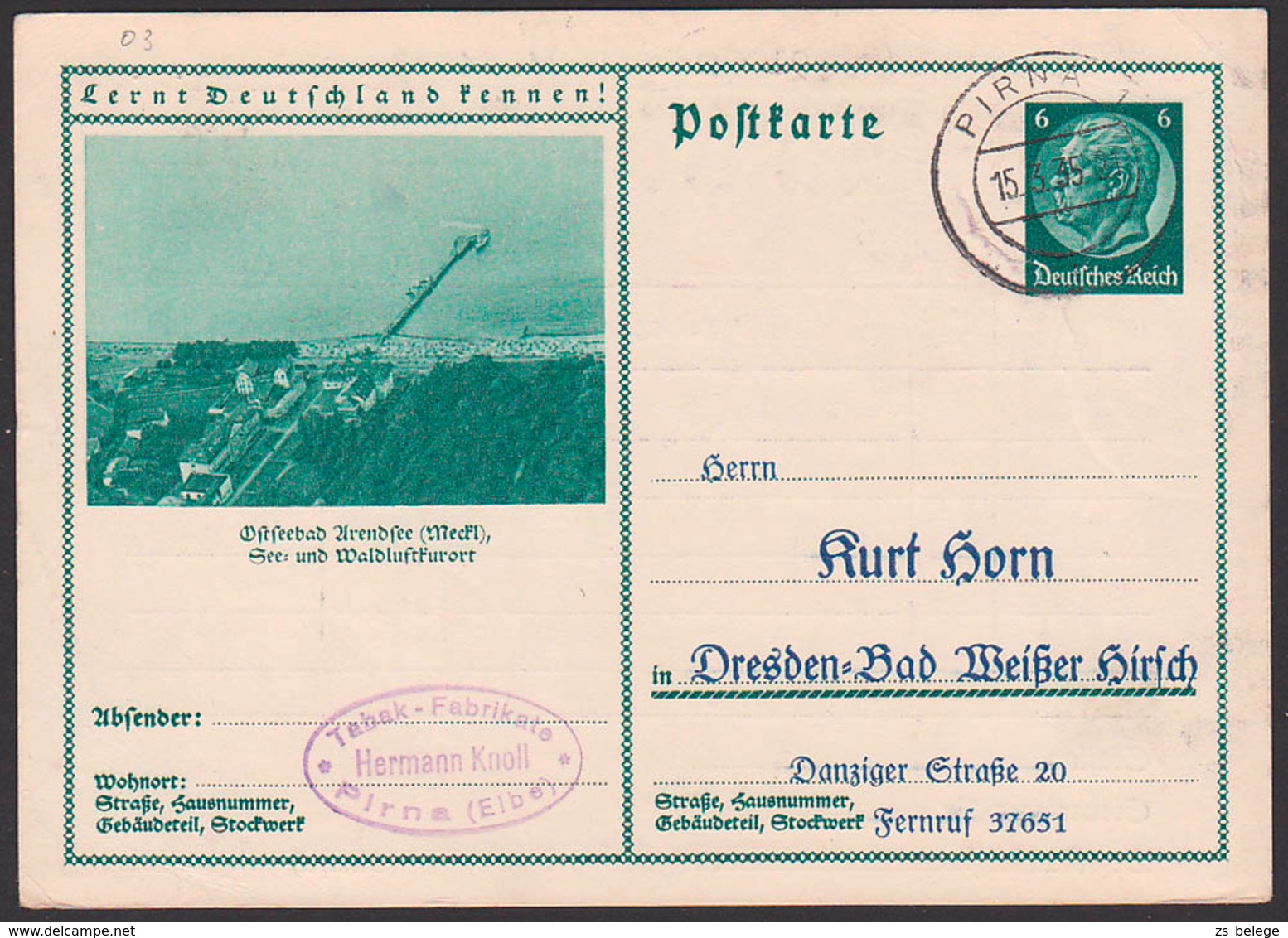 Germany Picture-card Deutsches Reich P231/03 Ostseebad Arendsee See- U. Waldluftkurort, Pirna, Tabak Zigarre, Smoker - Altri & Non Classificati